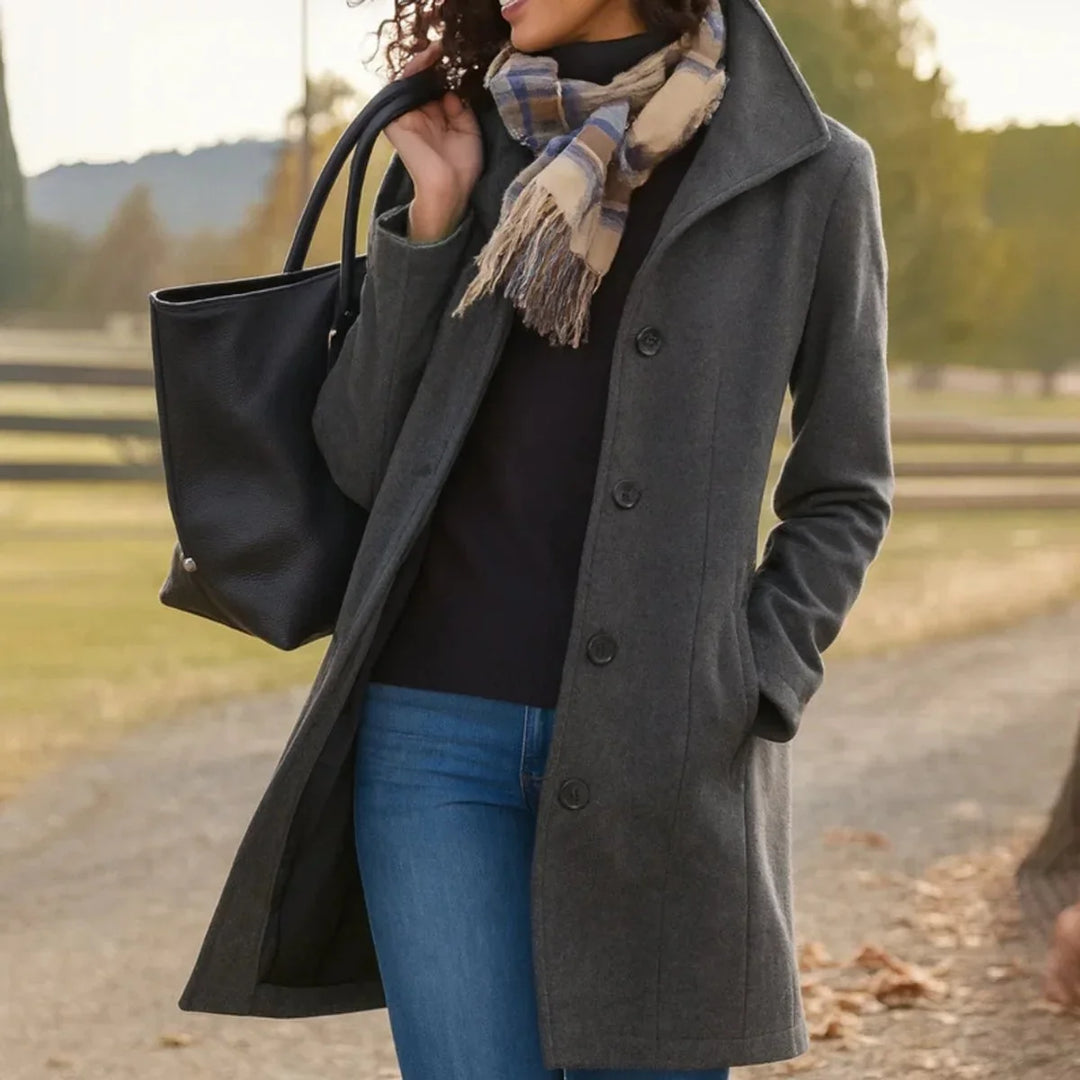 Single-Breasted Wool-Blend Midi Coat
