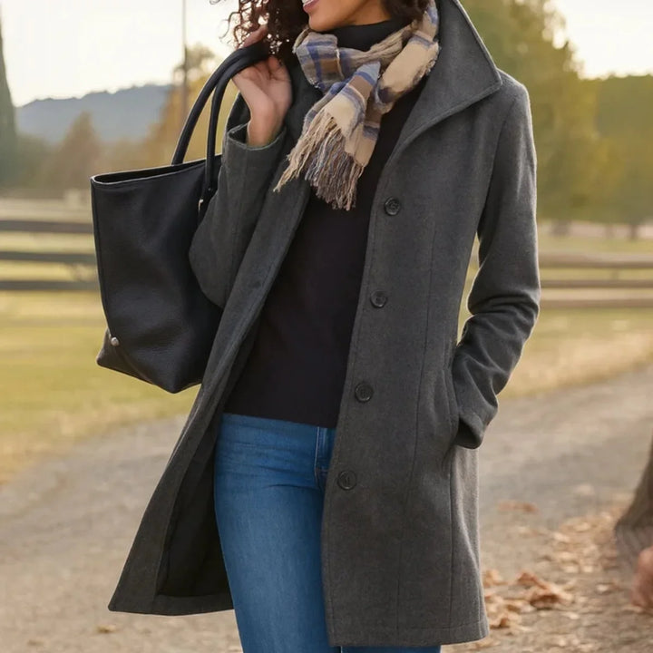 Single-Breasted Wool-Blend Midi Coat