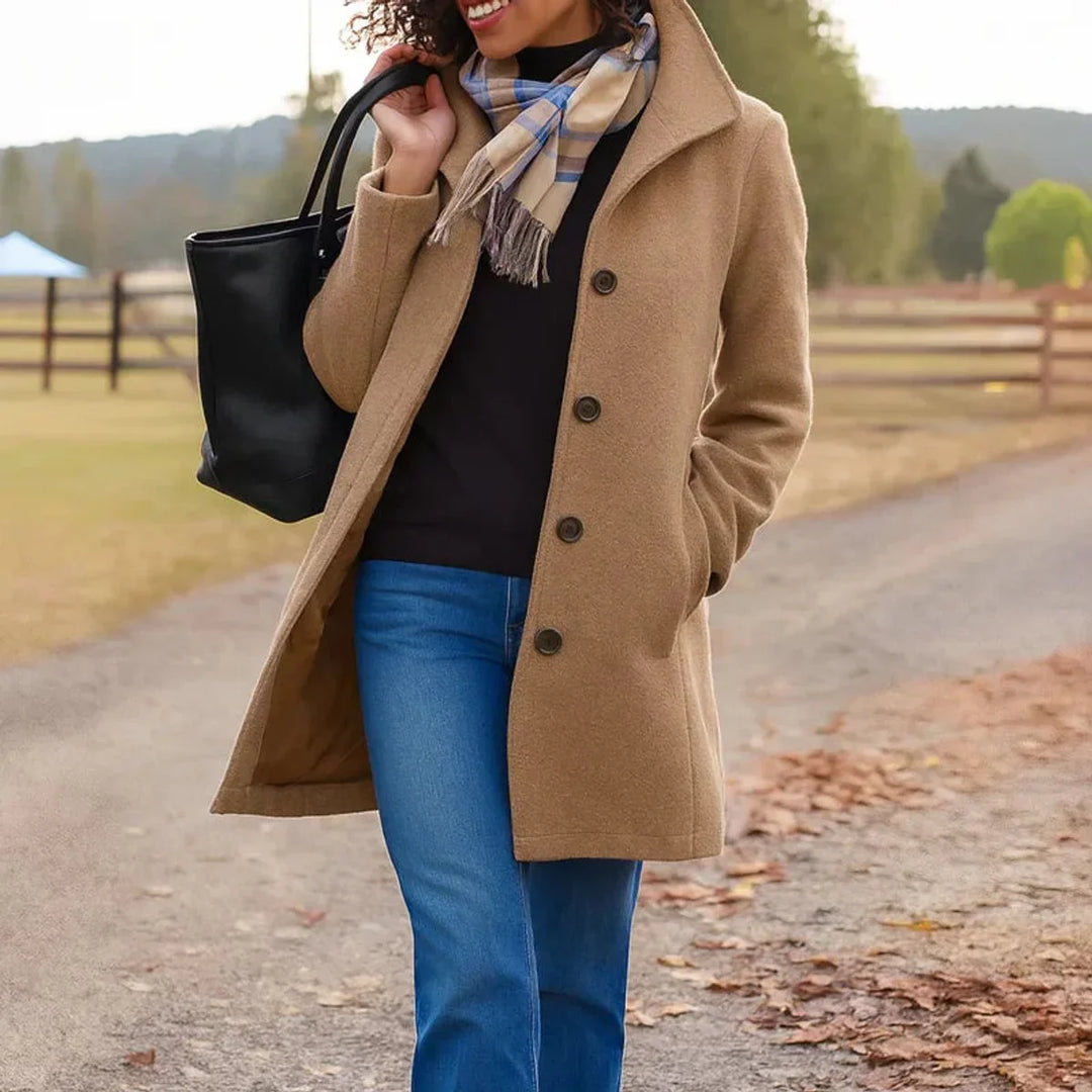 Single-Breasted Wool-Blend Midi Coat