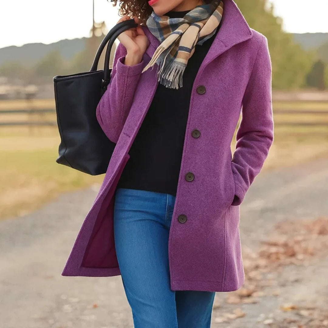 Single-Breasted Wool-Blend Midi Coat