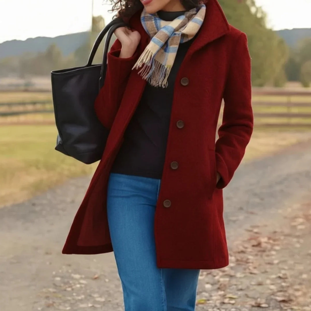 Single-Breasted Wool-Blend Midi Coat