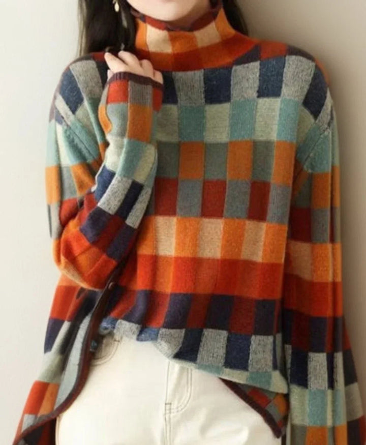 Colorblock Turtleneck Knit Pullover