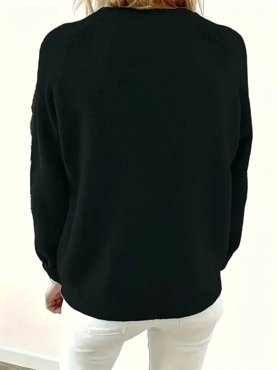 Half Button V-Neck Knit Sweater