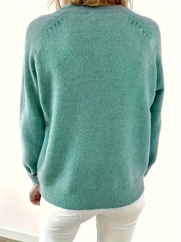 Half Button V-Neck Knit Sweater