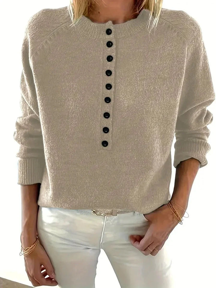 Half Button V-Neck Knit Sweater