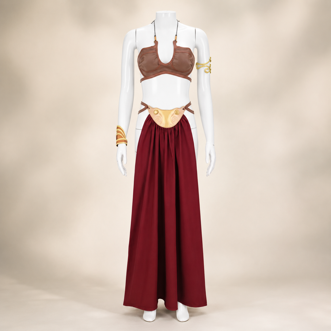 Women's Halloween Cosplay Princess Costume Dress with Satin Cape and Halter Neck for Fantasy Events