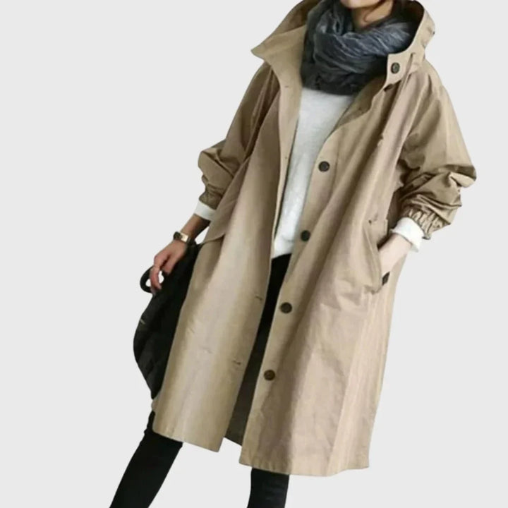 Hooded Waterproof Longline Trench Coat