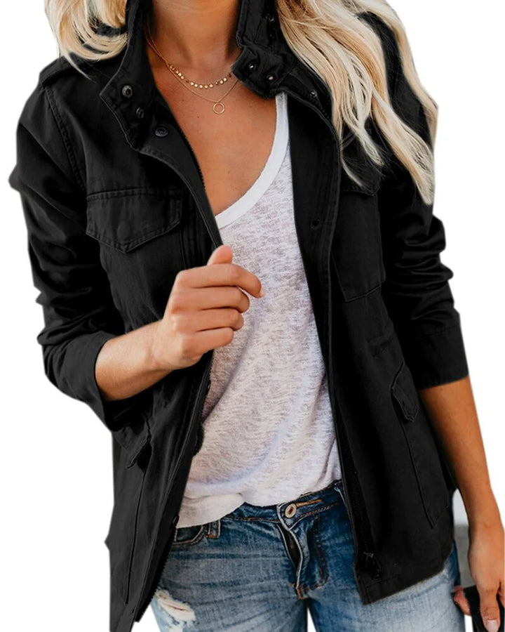 Utility Field Jacket with Zip-Front Stand Collar