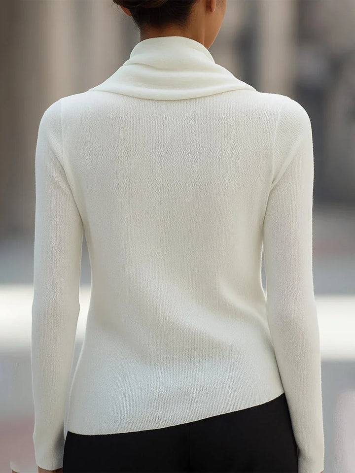 Women's Draped Cowl Neck Long Sleeve Knit Top