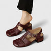 Layla | Women's Leather Sandals Square Toe Block Heel Strappy