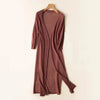 Lightweight Open-Front Long Knit Cardigan