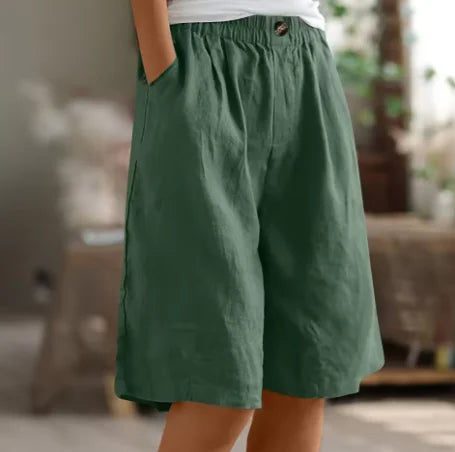 Linen Relaxed-Fit Knee-Length Shorts