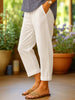 Isabella | Women's Linen Tapered Cropped Cuffed Pants