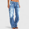 Michelle | Women's Distressed Low Rise Straight Leg Jean