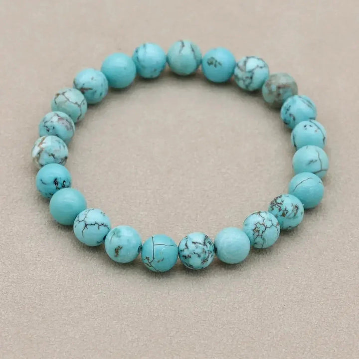 Natural Turquoise Stone Beaded Stretch Bracelet