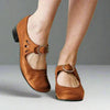 Adjustable Leather Cut-Out Sandals with Mary-Jane Strap