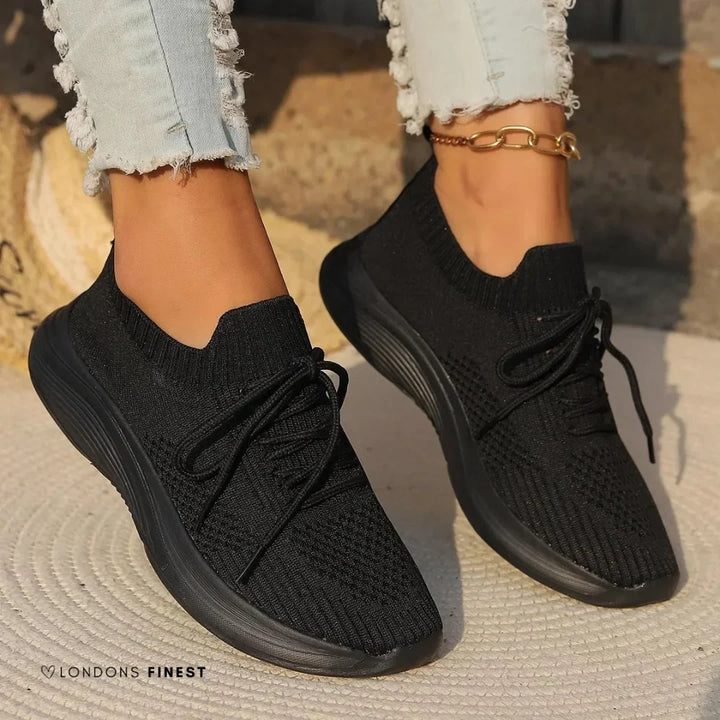 Knit Lace-Up Sneakers with Sock-Like Ankle