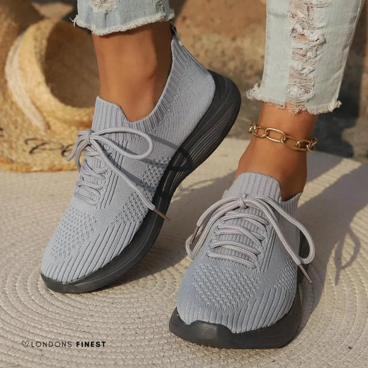 Knit Lace-Up Sneakers with Sock-Like Ankle