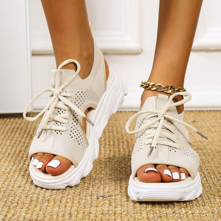 Camila | Women's Orthopedic Platform Sandals Lace-Up Knit