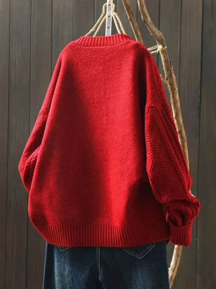 Oversized Cable-Knit Button-Down Cardigan