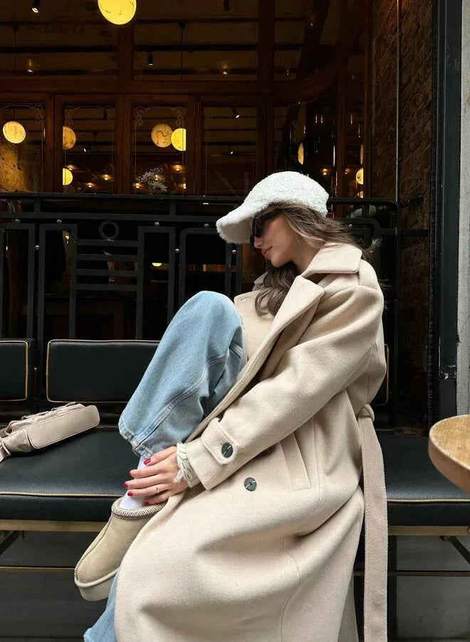 Oversized Double-Breasted Wool Coat