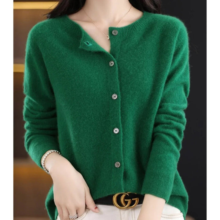 Oversized Merino Wool Button-Front Cardigan