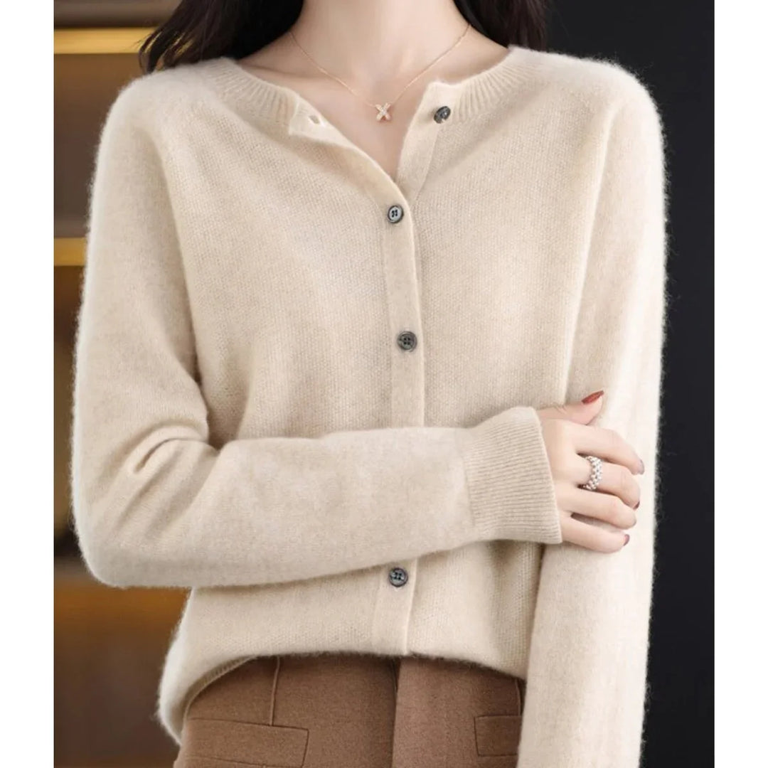 Oversized Merino Wool Button-Front Cardigan