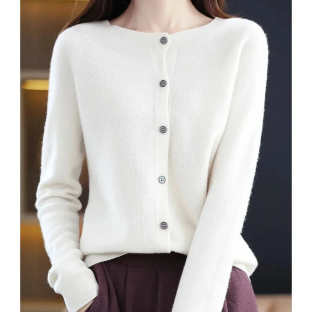 Oversized Merino Wool Button-Front Cardigan