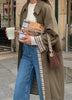 Oversized Plaid-Lined Trench Coat