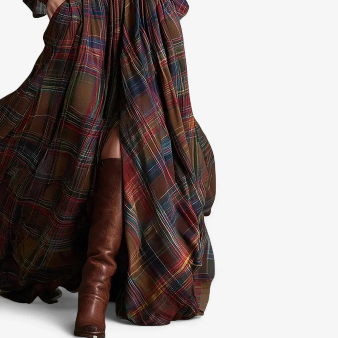 Plaid Flannel Belted Maxi Shirt Dress