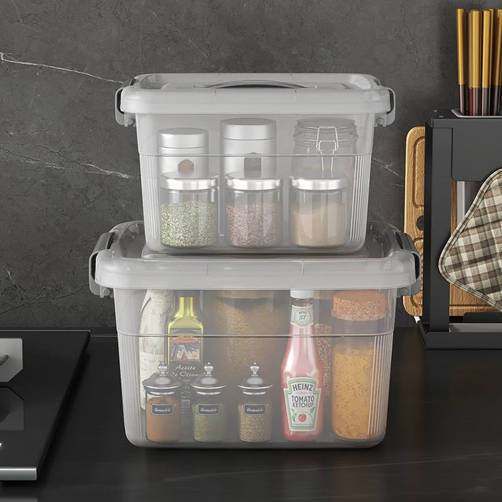 Plastic Storage Bin with Latching Lid Stackable Design and Carrying Handle Totes