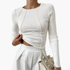 Ribbed Knit Long Sleeve Top with Sculpted Seams