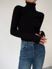 Ribbed Turtleneck Lightweight Knit Sweater