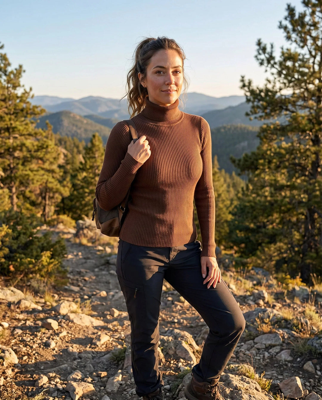 Ribbed Turtleneck Lightweight Knit Sweater