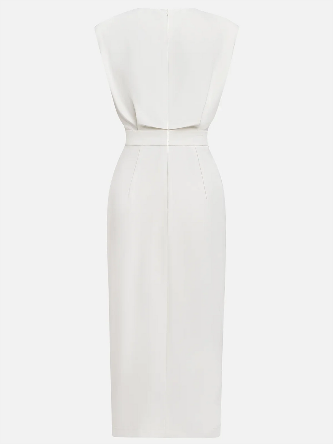 Round Neck Midi Dress with Padded Cap Sleeves