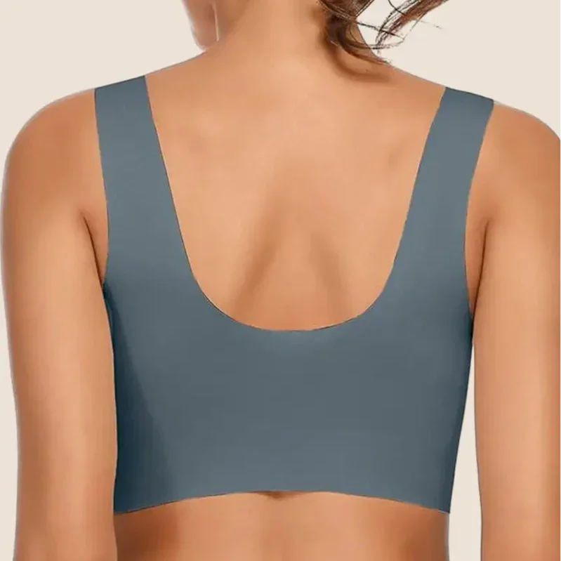 Seamless V-Neckline Bra with Wide Pullover Straps