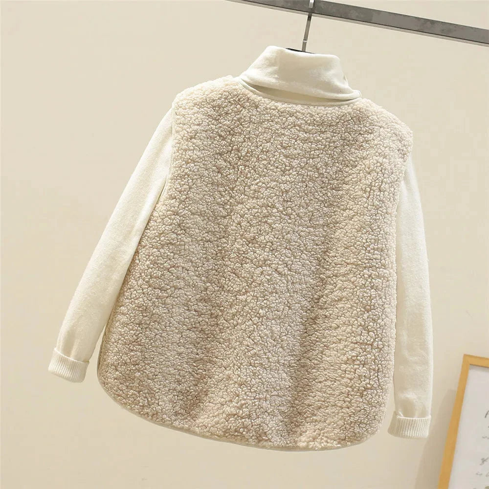 Sherpa Button-Front V-Neck Vest