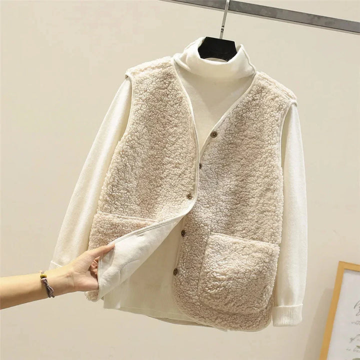 Sherpa Button-Front V-Neck Vest