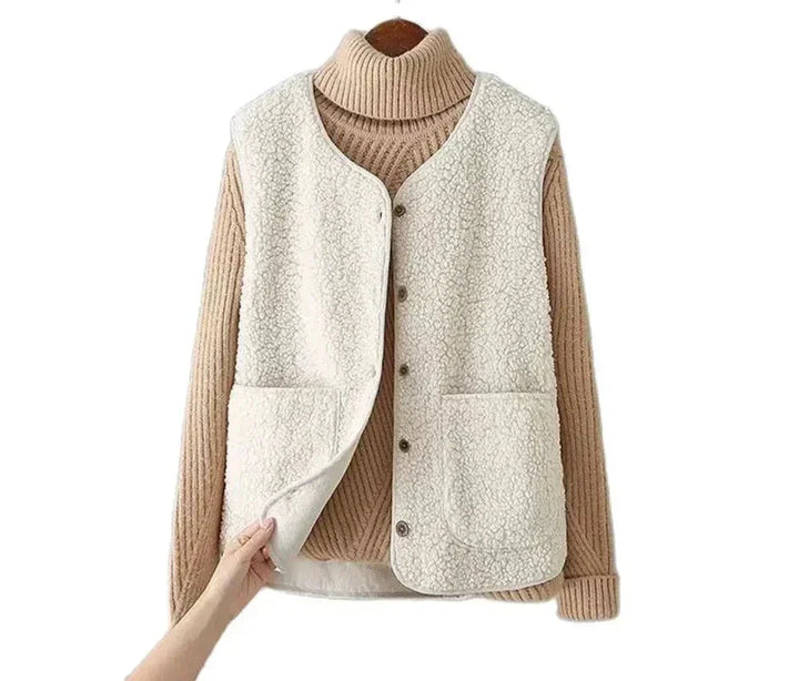 Sherpa Button-Front V-Neck Vest