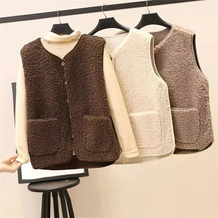 Sherpa Button-Front V-Neck Vest