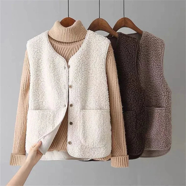 Sherpa Button-Front V-Neck Vest