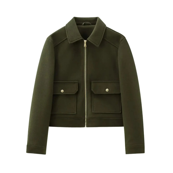 Beatrice | Women's Cropped Zip Up Bomber Jacket