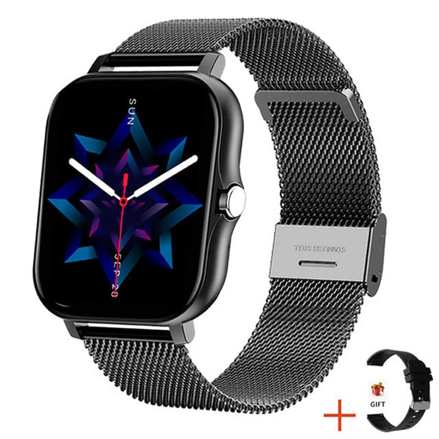 Women's Smartwatch with Fitness Tracking Metal Mesh Band and Slim Profile Design