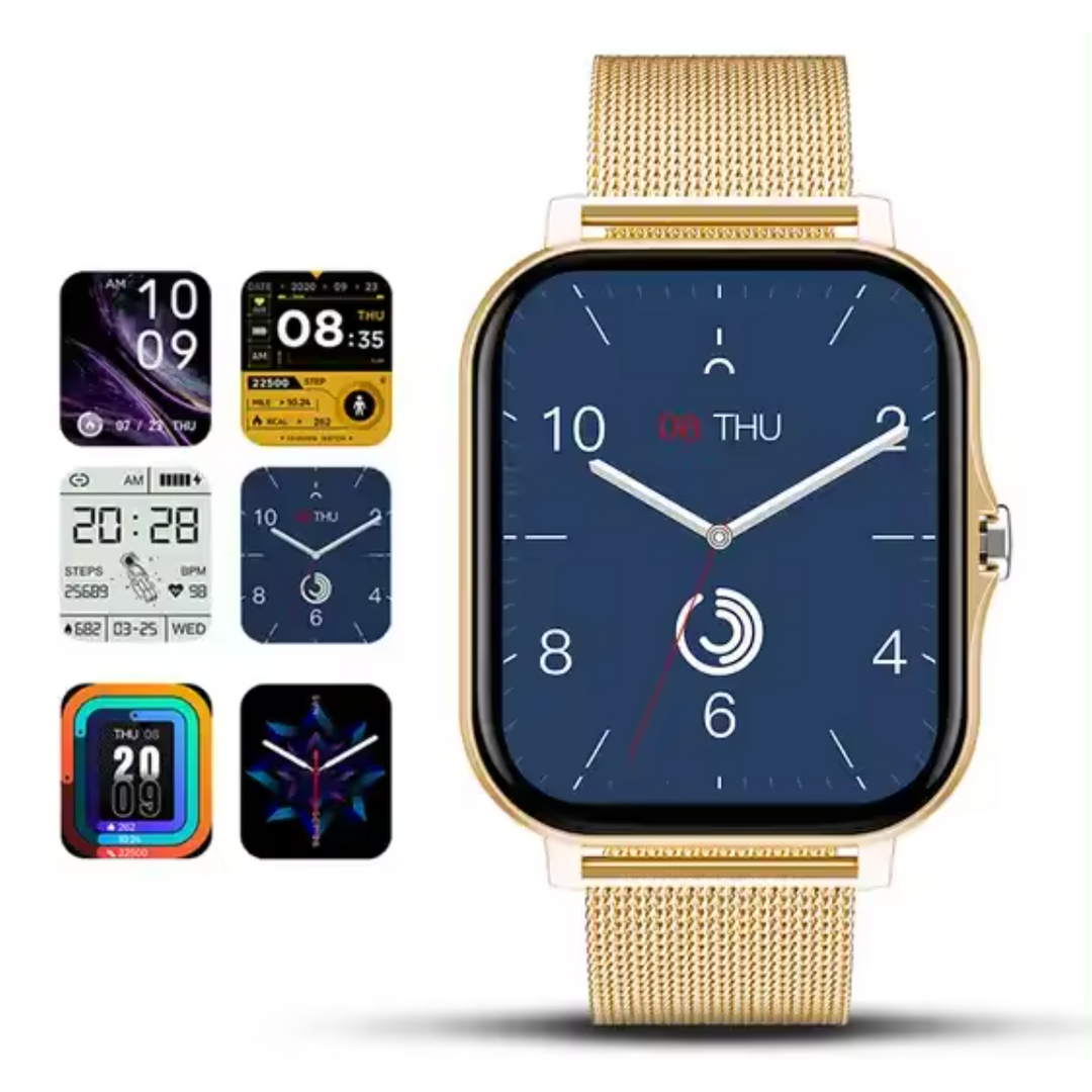 Women's Smartwatch with Fitness Tracking Metal Mesh Band and Slim Profile Design