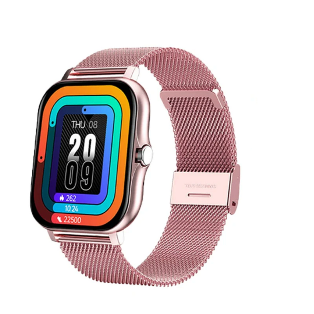 Women's Smartwatch with Fitness Tracking Metal Mesh Band and Slim Profile Design