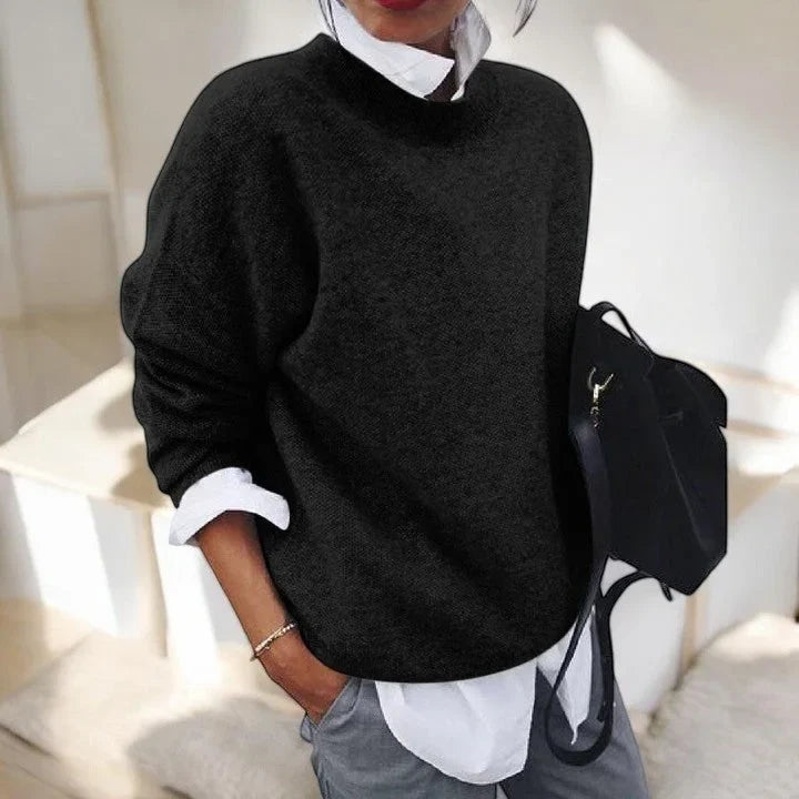 Soft Knit Crew-Neck Sweater with Relaxed Fit