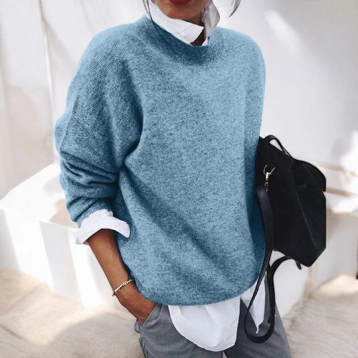 Soft Knit Crew-Neck Sweater with Relaxed Fit