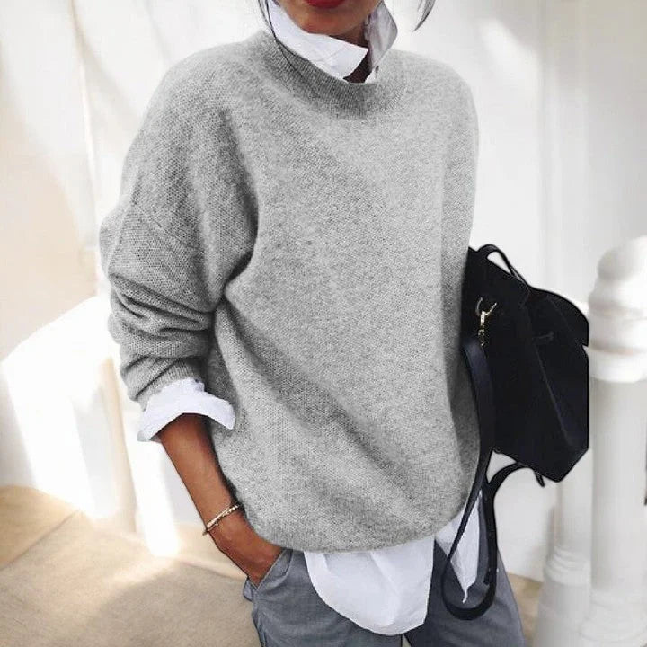 Soft Knit Crew-Neck Sweater with Relaxed Fit
