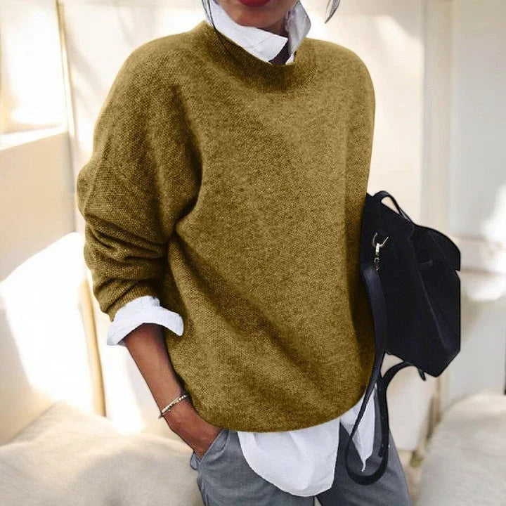 Soft Knit Crew-Neck Sweater with Relaxed Fit