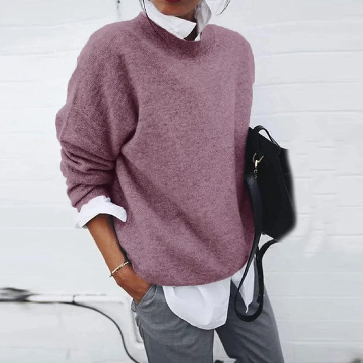 Soft Knit Crew-Neck Sweater with Relaxed Fit